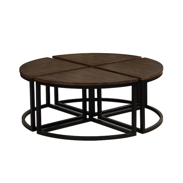 Alaterre Furniture Arcadia Acacia Wood Round Wedge Tables, Antiqued Mocha, PK4 ANAR1275B - main